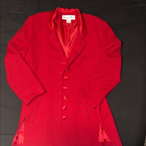 Dior Jackets & Blazers - Vintage Christian Dior Women's Red Lined Mini Trench Coat